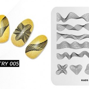  Placa de estampagem KADS GEOMETRY 005, geometria, ondas, linhas finas