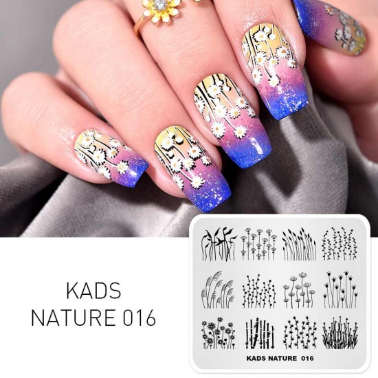 KADS NATURE 016 stempating plate, flowers, dandelions, summer, ear, NATURE 016, Stemping,  All for a manicure,Gel varnishes ,  buy with worldwide shipping