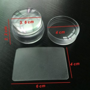 Signet, stamp for stamping silicone, 3.5 cm, transparent, in a case, with a lid