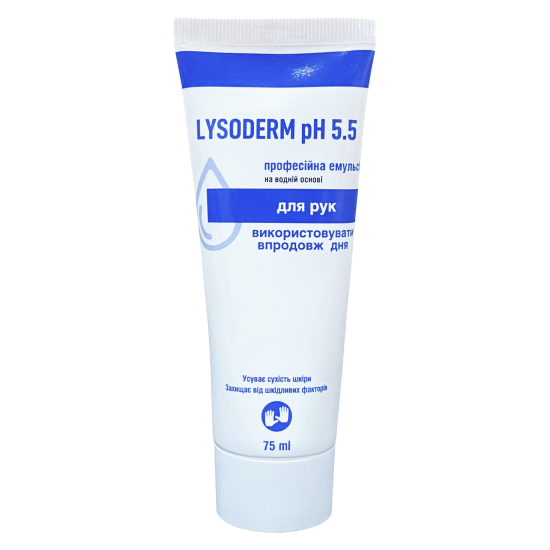 Crema de manos profesional, Lysoderm pH 5.5, tubo 75ml-3665-Лизоформ-Cuidado