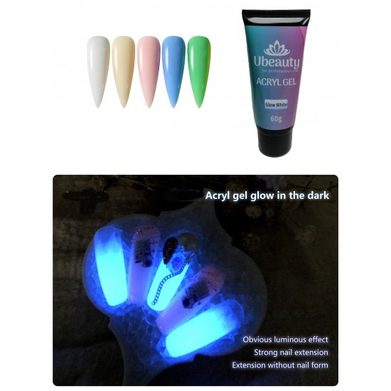 Acrylic gel Ubeauty, Glow Blue-Luminous Blue, Glow, Acrylic, 60 ml, polygel, multigel, combigel, 6799-AG-01 - 04, nagelverlenging, alles voor manicure , nagelverlenging, kopen in Oekraïne