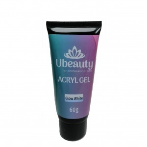 Acrylgel Ubeauty, Glow White, Luminous White, 60 ml, Polygel, hypoallergenes Material zur Nagelverlängerung