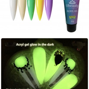 Acrylic gel Ubeauty, Yellow, Luminous Neon, Glow in the dark, Glow Yellow, Neon, 60 ml, polygel, multigel, combigel