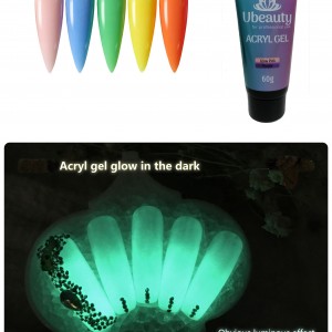 Acrylic gel Ubeauty, Glow Lavander, Blue, Lavender, Luminous Blue, Glow in the dark series, 60 ml, polygel, multigel, combigel