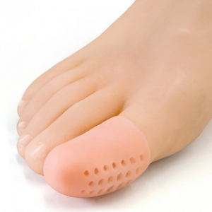 Closed silicone fingertip with perforation, 20x40 mm, solid, breathable, On the big toe, Gel protective caps, Finger protection, pair, 2 pcs