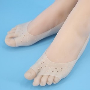 Белая силиконовая накладка без пальцев защита стопы, мини носки