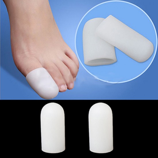 Yema del dedo del pie de silicona cerrada 20x55mm blanco pulgar Gel protector tapas protector de dedo par 2 piezas-P-05-06-15-Foot care-Todo para la manicura