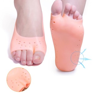  Mini-chaussettes de protection des pieds en silicone beige à bout ouvert