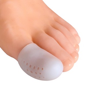 Closed silicone fingertip with perforation, 20x40 mm, white, on the big toe, Gel protective caps, finger Protection, pair, 2 PCs