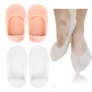  Mini-chaussettes de protection des orteils perforées en silicone beige à cinq orteils