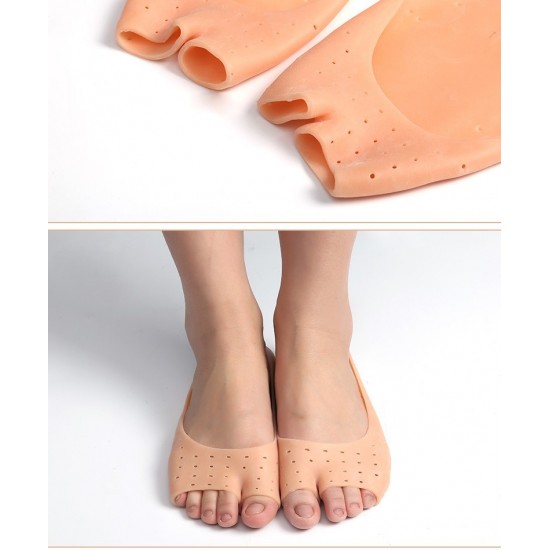 Mini-chaussettes de protection des orteils perforées en silicone beige à cinq orteils-P-05-06-04-Foot care-Tout pour la manucure