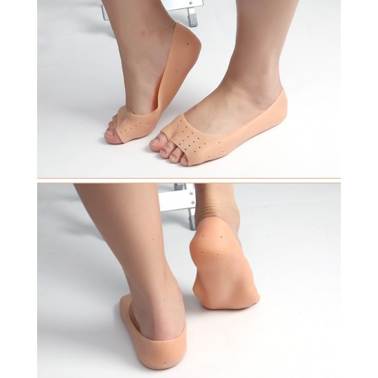 Beige Silikon Fünf Zehen Pad mit Perforation Zehenschutz, mini Socken-P-05-06-04-Foot care-Alles für die Maniküre