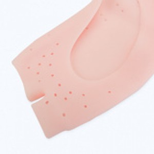 Rosa dedo aberto almofada de silicone proteção do pé anti-fricção rachaduras calos gel Mini Meias