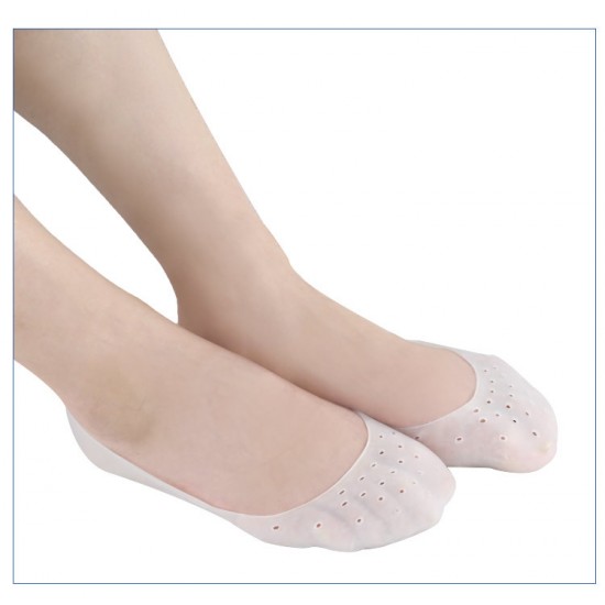 Beige Siliconen pad voor vijf tenen met perforatie teenbescherming, mini sokken-P-05-06-04-Foot care-Alles voor manicure