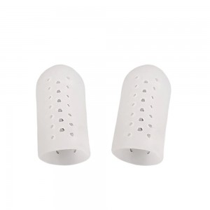 Closed silicone fingertip with perforation, 20x40 mm, white, on the big toe, Gel protective caps, finger Protection, pair, 2 PCs