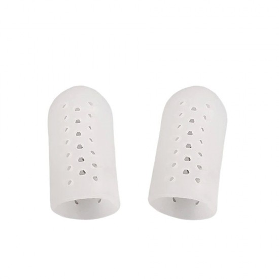 20x40mm fechado perfurado dedo do pé de silicone branco respirável grande Dedo Do Pé Gel tampas de proteção dedo guarda par 2 pçs-P-05-06-15-Foot care-Tudo para manicure