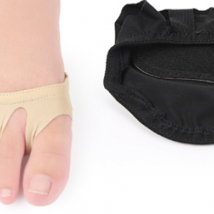 Black semi toe separator 5 fingers with open fingers and orthopedic insert under the metatarsal 