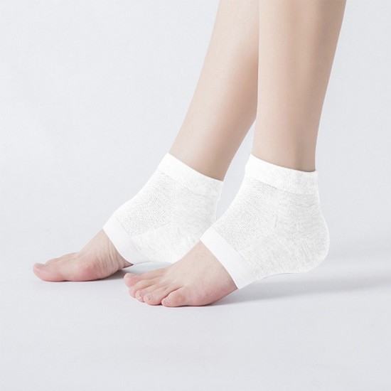 Meias de algodão branco anti-rachadura calcanhar meias macio elástico silicone hidratante Pé Cuidados com a pele Meias-41883-29-Foot care-Tudo para manicure