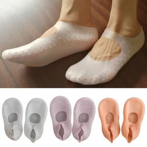 White silicone non-slip full-foot sock, moisturizing and protecting the foot, breathable