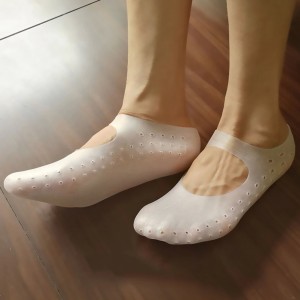 Calcetín antideslizante de silicona rosa para todo el pie, hidratación y protección del pie, transpirable