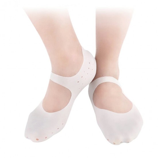 Calcetín antideslizante de silicona blanca para todo el pie, hidratación y protección del pie, transpirable-3676-18-06-Foot care-Todo para la manicura