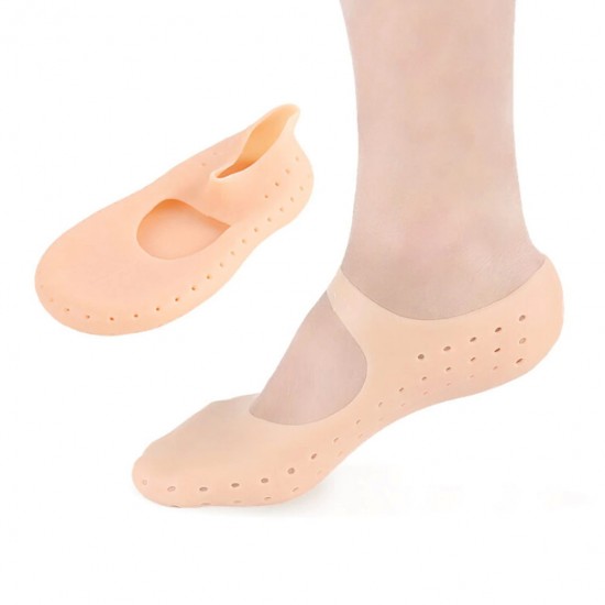 Weiße Silikon-Anti-Rutsch-Socke für den gesamten Fuß des Fußes, feuchtigkeitsspendend und schützt den Fuß, atmungsaktiv-3676-18-06-Foot care-Alles für die Maniküre