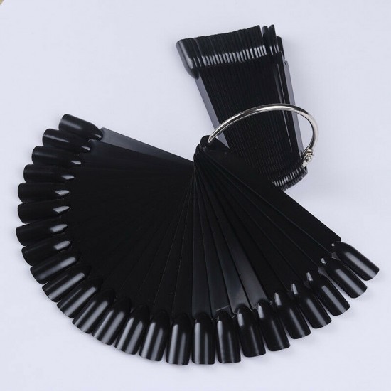 Zwarte tips, 50 stuks, aan een ring, waaier, 10 cm-3362-Ubeauty Decor-Tipps, Formen für Nägel