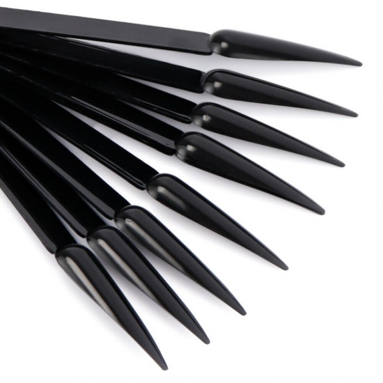 Tips zwarte stiletto lang, lang, op een ring 50 stuks, voor ontwerp, palet, voor poetsmiddelen, gellakken, lange stiletto-3737-Ubeauty Decor-Tipps, Formen für Nägel
