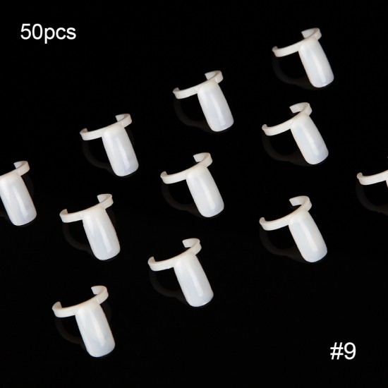 Pontas com anel, brancas, leitosas, para polimento de gel, para design, para tubo, display, para amostras-3423-Ubeauty Decor-Dicas, formas para unhas