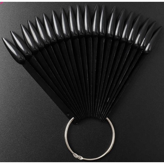 Tips zwarte stiletto kort, op een ring 50 stuks, voor ontwerp, palet, voor poetsmiddelen, gellakken, korte stiletto-3739-Ubeauty Decor-Tipps, Formen für Nägel