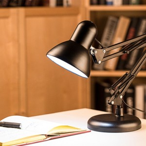 Настільна лампа на підставці, регульована, висота, поворотна, чорна, desk lamp, DL-600