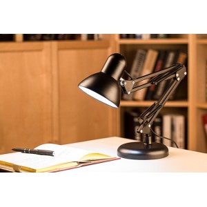 Настільна лампа на підставці, регульована, висота, поворотна, чорна, desk lamp, DL-600