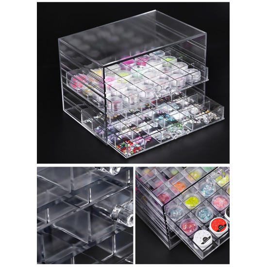 Pencil case, box, shelf for storing decors, rhinestones, jewelry, 120 cells, 5 shelves, transparent, 3682-BD-20, Accessories,  All for a manicure,Supplies ,  buy with worldwide shipping