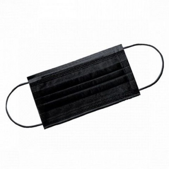 Zwart wegwerp drielaags beschermend masker, met elastische banden, spunbond, met een houder op de neusbrug, 50st-3801-Ubeauty-Alles voor manicure