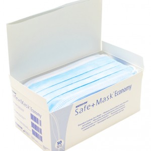 Blue medical mask three-layer, on the face, Medicom, on an elastic band, 50 PCs, packaging, protection, from germs, bacteria, dust, pollen, air drops