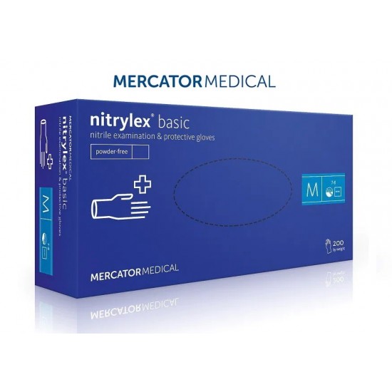 Luvas NITRYLEX® CLASSIC, azul, S, 100 pçs, 50 pares, nitrilo, não estéril, protetor, exame, nitrilex, Malásia, Mercator Medical-6104-Mercator Medical-Consumíveis