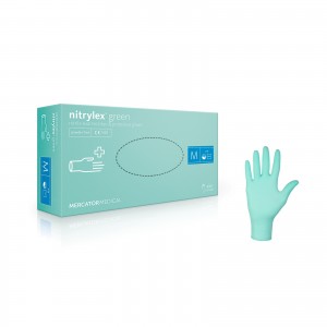 Перчатки Nitrylex® Green, Зеленые,  S, 100 шт, 50 пар, нитриловые, не стерильные, защитные, смотровые, для мастеров, защита кожи