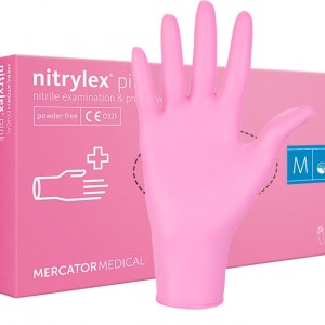  Gloves Nitrylex® Pink, Pink, S, 100 pcs, 50 pairs, nitrile, non-sterile, protective, examination, for masters, skin protection
