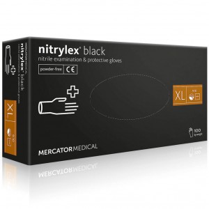 Перчатки Nitrylex® Black, Черные,  XL, 100 шт, 50 пар, нитриловые, не стерильные, защитные, смотровые, для мастеров, защита кожи