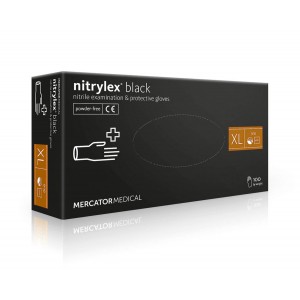 Luvas Nitrylex® Black, Black, XL, 100 pçs, 50 pares, nitrilo, não estéril, protetor, exame, para mestres, proteção da pele