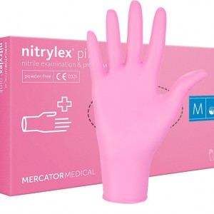  Luvas Nitrylex® Rosa, Rosa, M, 100 pçs, 50 pares, nitrilo, não estéril, proteção, exame, para mestres, proteção da pele