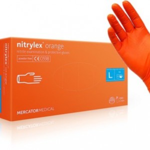 Перчатки нитриловые NITRYLEX® Orange L без пудры оранжевые 50 пар, 100 шт