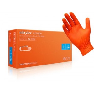 Нітрилові рукавички NITRYLEX® Orange L без пудри помаранчеві 50 пар, 100 шт