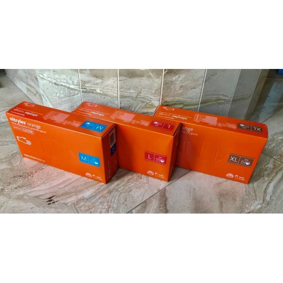 Guantes de nitrilo NITRYLEX® Orange L sin polvo naranja 50 pares, 100 uds-952731929-Mercator Medical-Consumibles