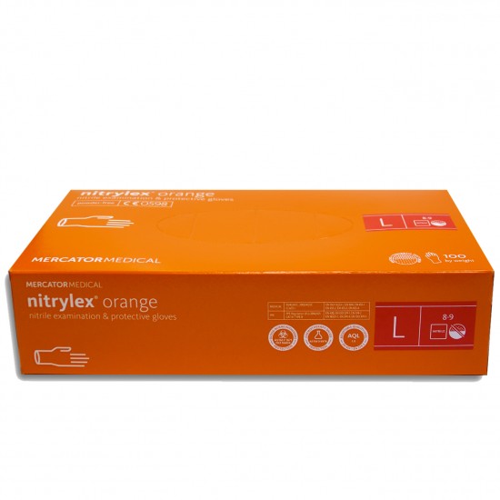 Rękawiczki nitrylowe NITRYLEX® Orange L bezpudrowe pomarańczowe 50 par, 100 szt.-952731929-Mercator Medical-Materiały eksploatacyjne