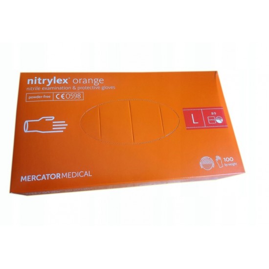 Nitril handschoenen NITRYLEX® Orange L poedervrij oranje 50 paar, 100 st-952731929-Mercator Medical-Verbruiksartikelen
