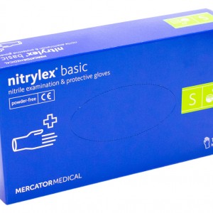  Gloves NITRYLEX® BASIC, purple, S, 100 pcs, 50 pairs, nitrile, non-sterile, examination, Mercator Medical, blue, nitrilex