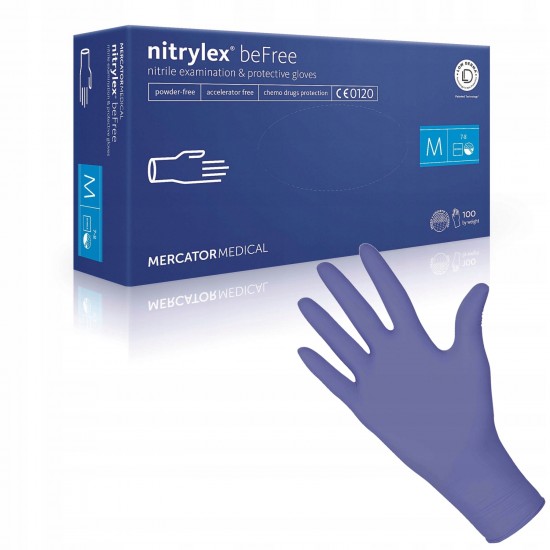 Rękawiczki NITRYLEX® Befree, Blueberry, XS, 100 szt., 50 par, nitrylowe, niejałowe, ochronne, egzaminacyjne, dla majsterkowiczów, ochrona skóry-952733035-Mercator Medical-TM Polix PRO&MED