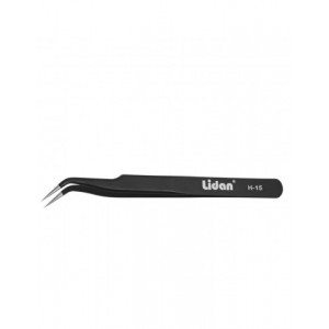 Curved tweezers for eyelash extension, for rhinestones, black Lidan H-15
