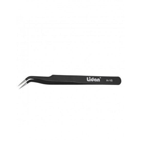 Pinças curvas para extensão de cílios, para strass, preto Lidan H-15-6746-Ubeauty Decor-Decoração e design de unhas